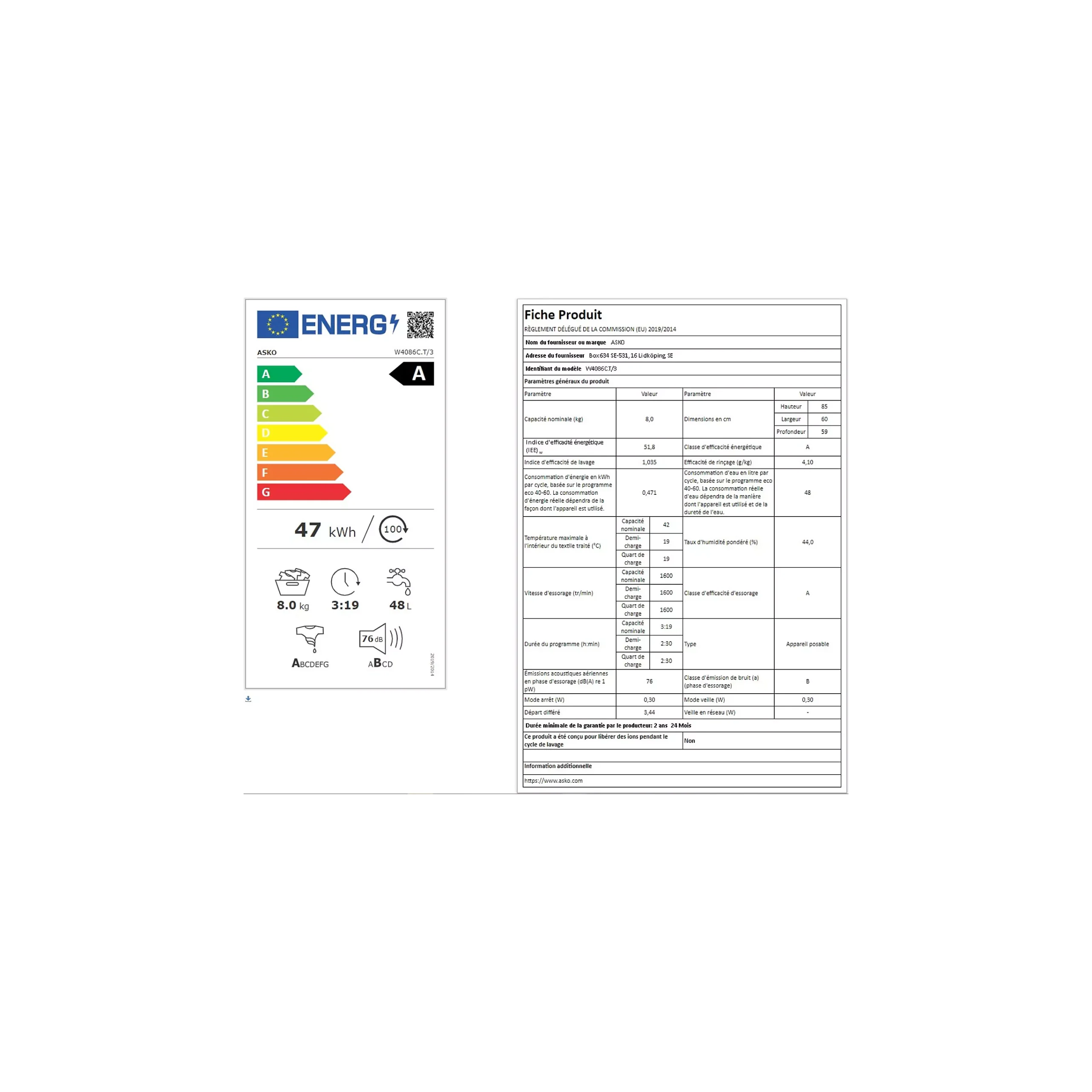 Lave linge hublot ASKO W4086C.T/3 – Image 7