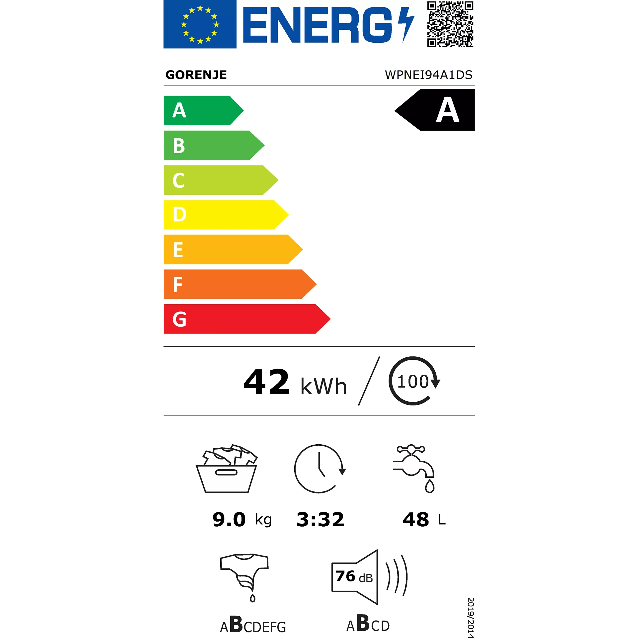 Lave linge hublot GORENJE WPNEI94A1DS – Image 4