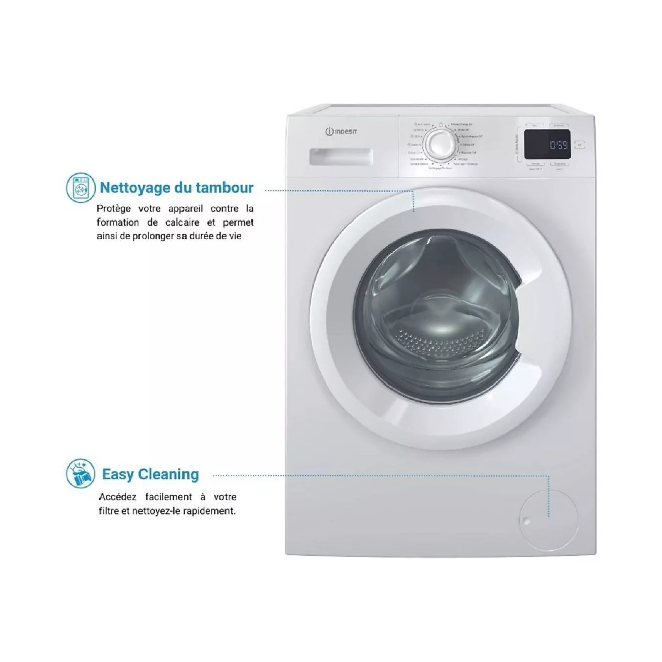 Lave linge hublot INDESIT IM864MYTIMEFR – Image 3