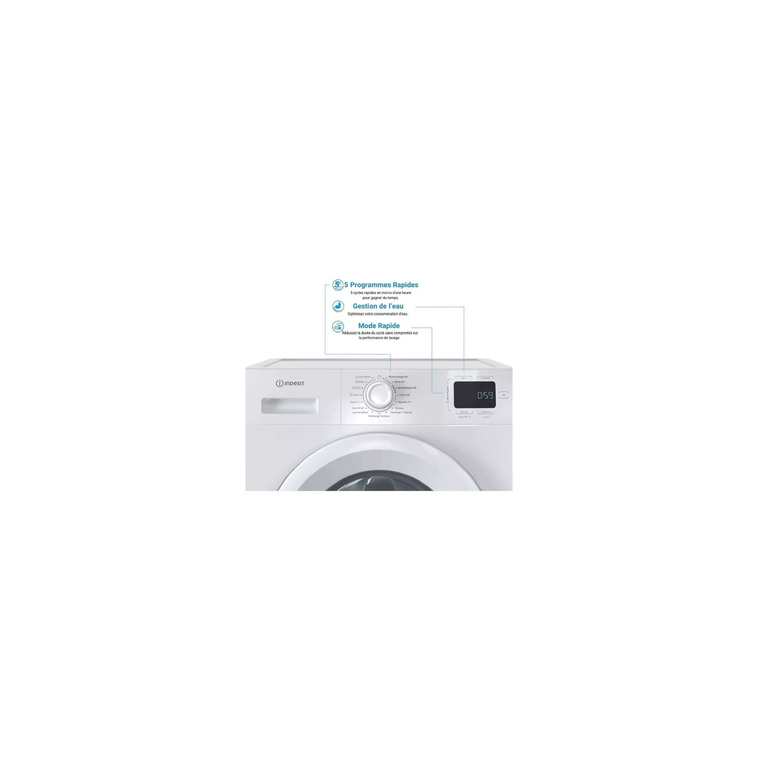 Lave linge hublot INDESIT IM864MYTIMEFR – Image 2