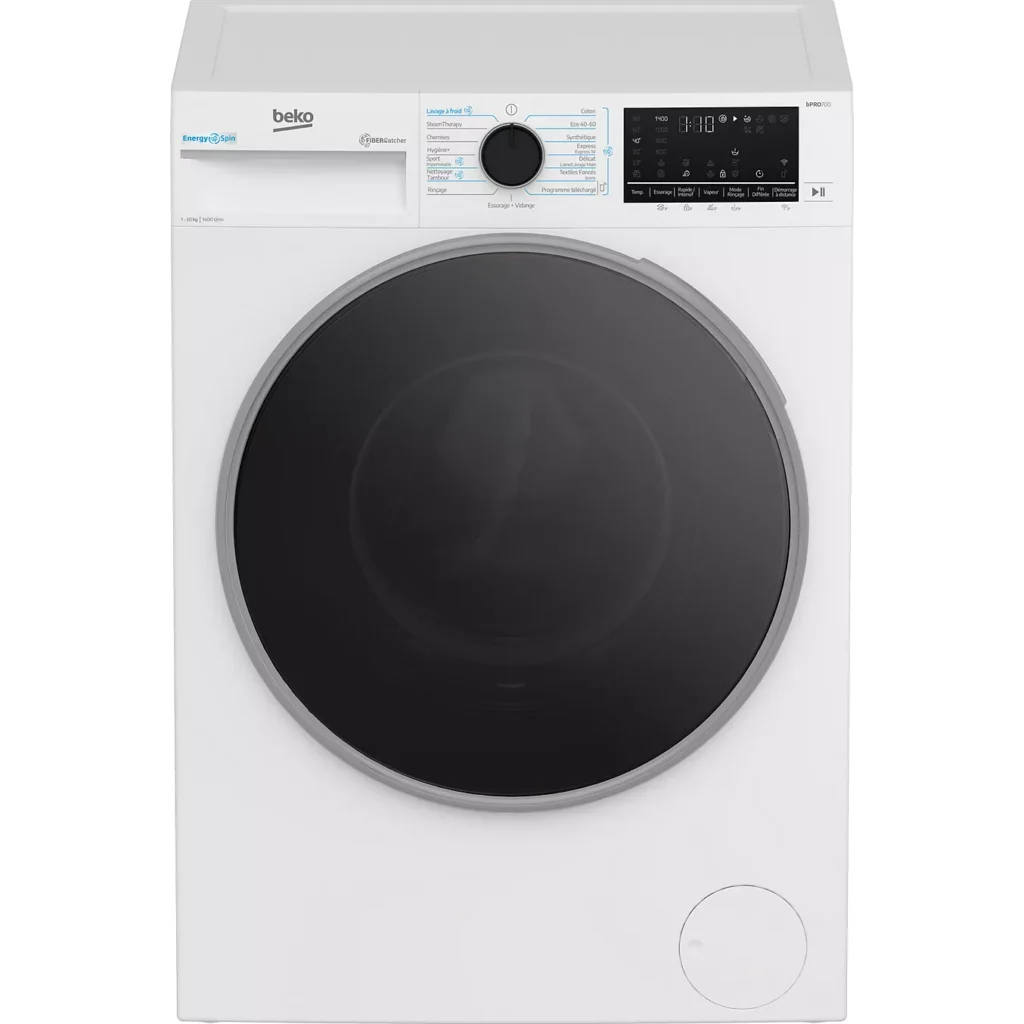 Lave linge hublot BEKO B7WFT6104019W EnergySpin FiberCatcher