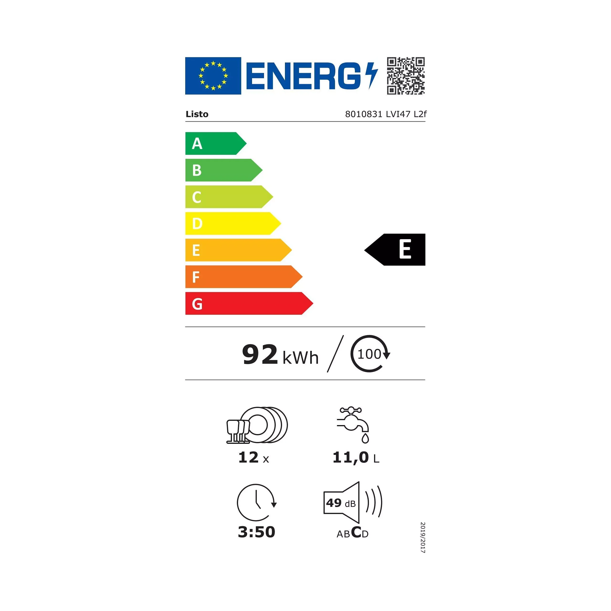 Lave vaisselle encastrable LISTO LVI47 L2f – Image 16