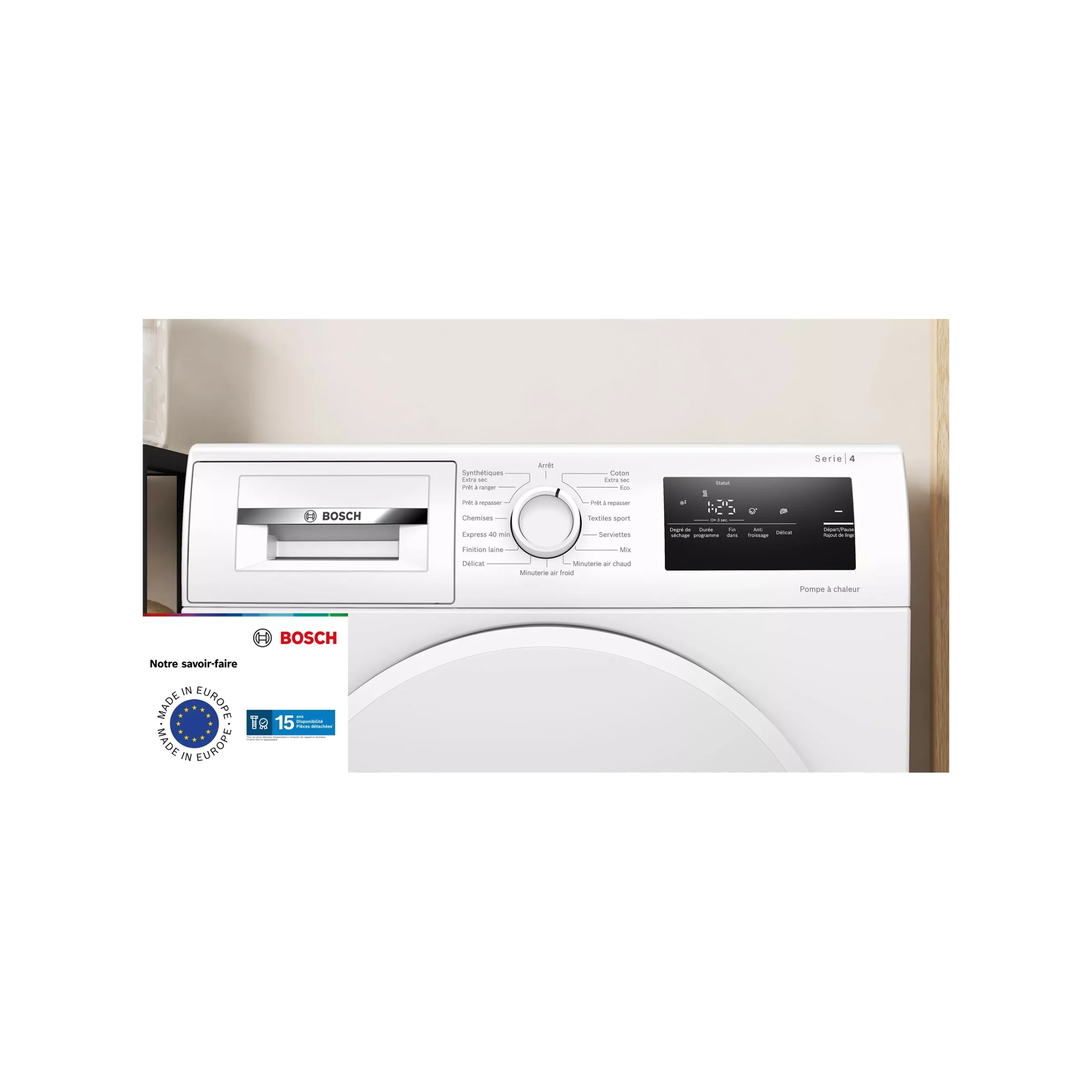 Sèche linge pompe à chaleur BOSCH WTH8300DFR, Série 4, Express 40 min – Image 12