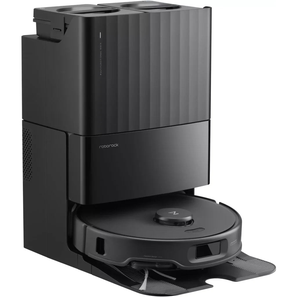 Aspirateur robot Roborock S8 MaxV Ultra Black avec station Auto-Empty Dock, navigation intelligente ReactiveAI, aspiration puissante 5100 Pa et lavage Ultra-Wave pour un nettoyage totalement autonome.