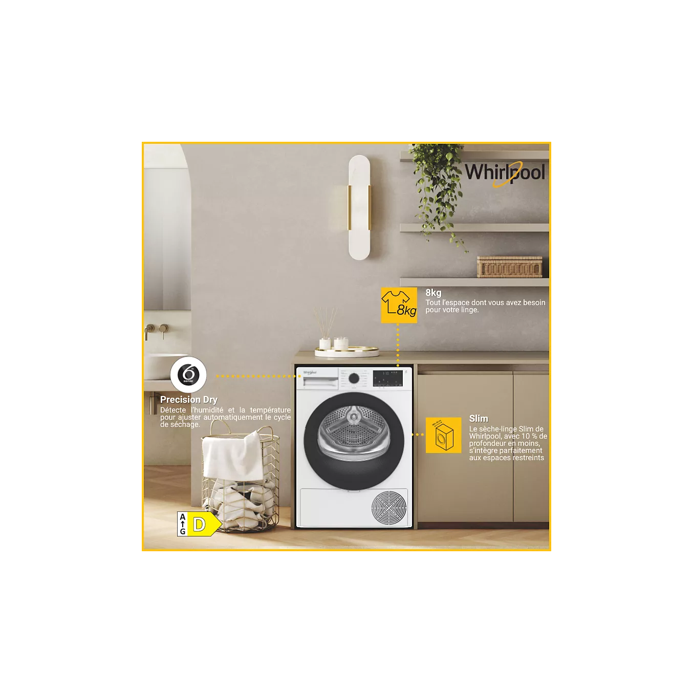 Sèche linge pompe à chaleur WHIRLPOOL CWSD83MWBSFR – Image 9