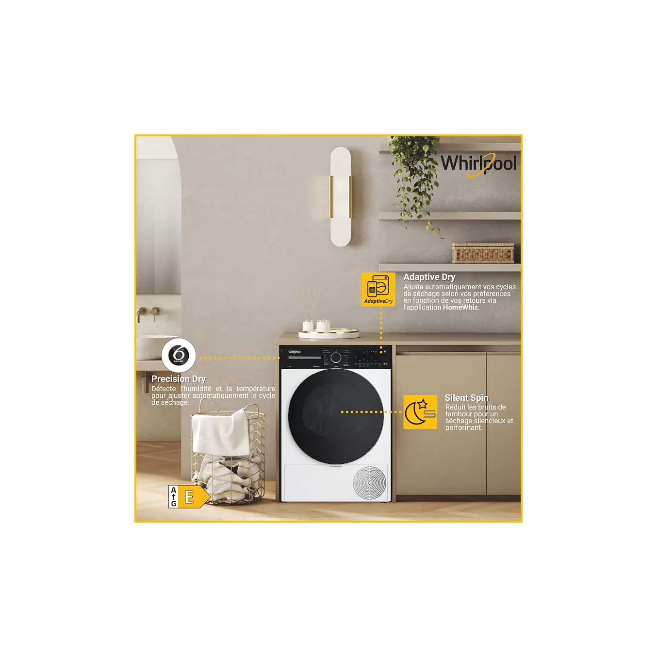 Sèche linge pompe à chaleur WHIRLPOOL CWD122MWBSFR – Image 9