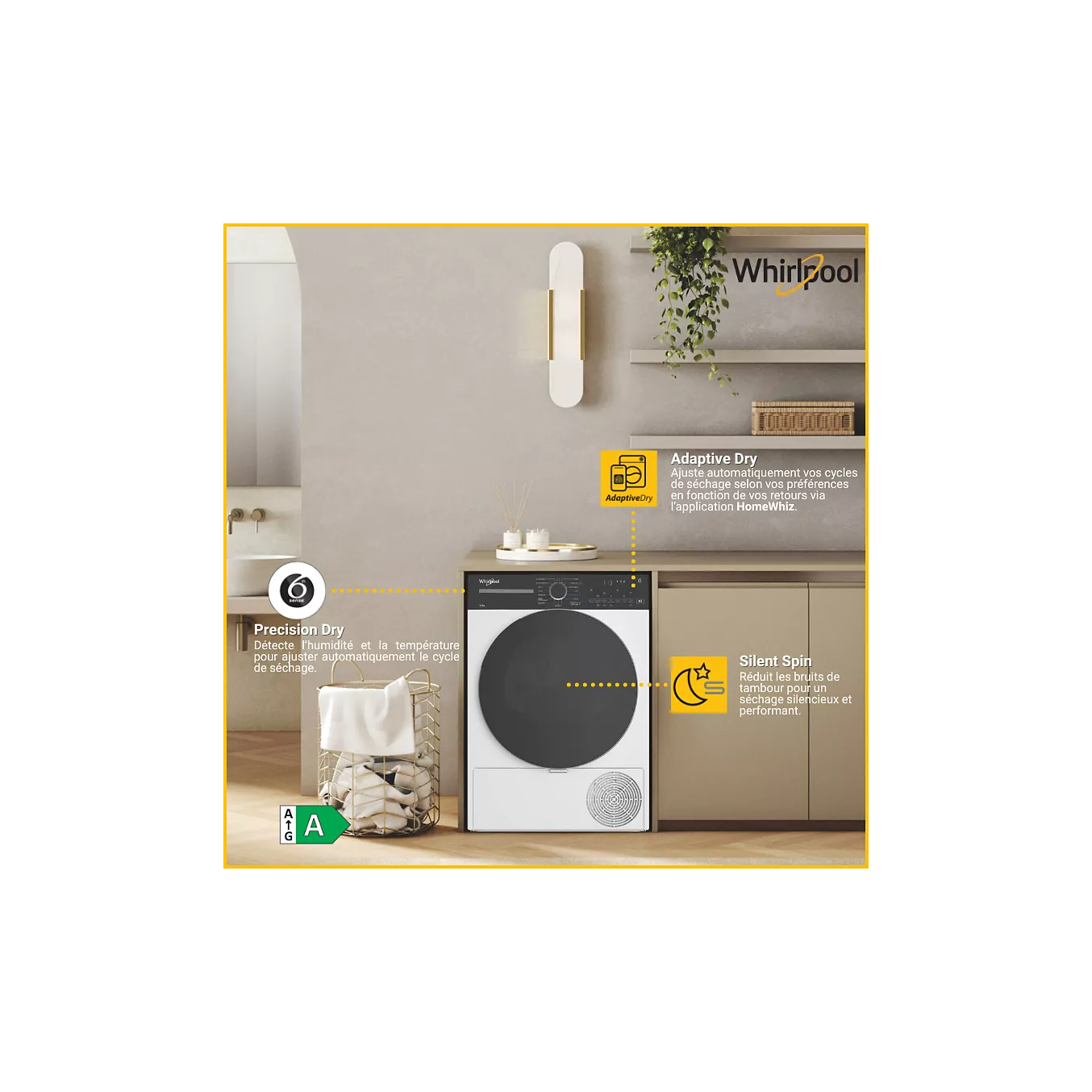 Sèche linge pompe à chaleur WHIRLPOOL CWD86MWBRFR – Image 5