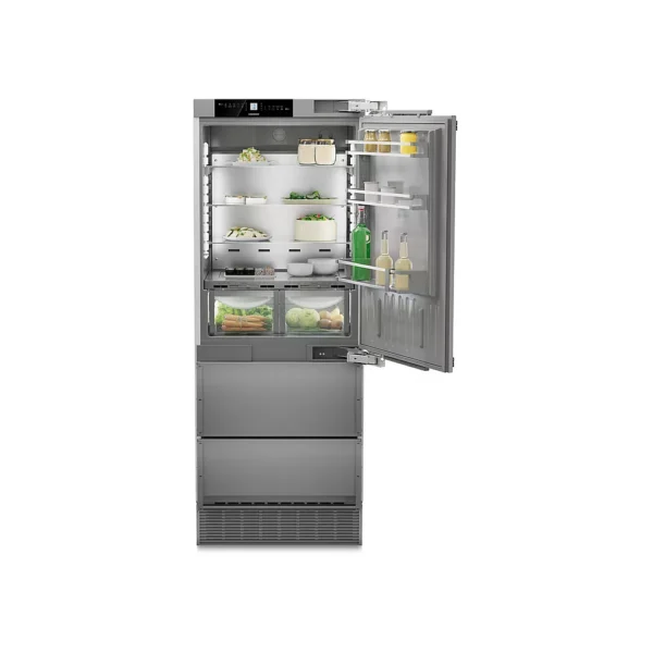 Le Liebherr ECBNe7870 BioFresh est un réfrigérateur combiné encastrable haut de gamme, conçu pour prolonger la fraîcheur des aliments et offrir une intégration élégante en cuisine.