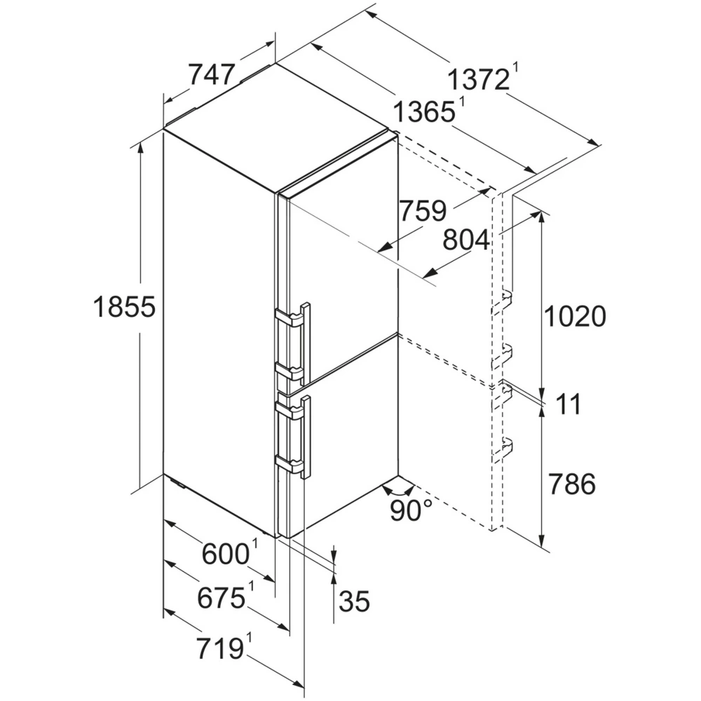 Réfrigérateur combiné LIEBHERR CBNsdc765i BioFresh – Image 3