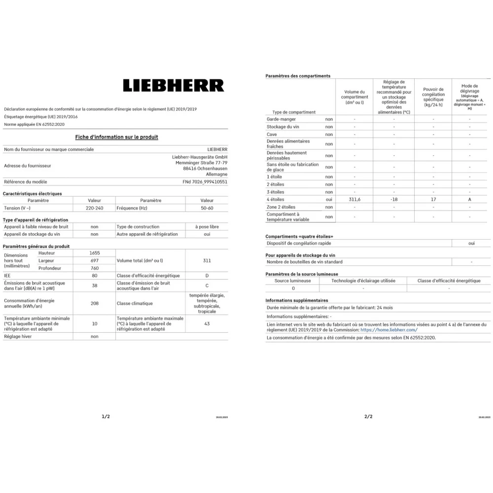 Congélateur armoire LIEBHERR FND7026-20 – Image 5