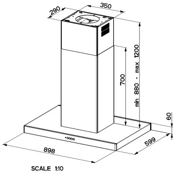 Hotte décorative îlot FABER COMFORT ILOT BK MATT A90 – Image 3