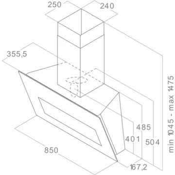 Hotte décorative îlot ELICA IKONA LIGHT BL/F/60 – Image 3