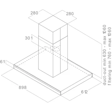 Hotte décorative îlot ELICA ADÉLE IS BL MAT/A/90 X 60 – Image 3